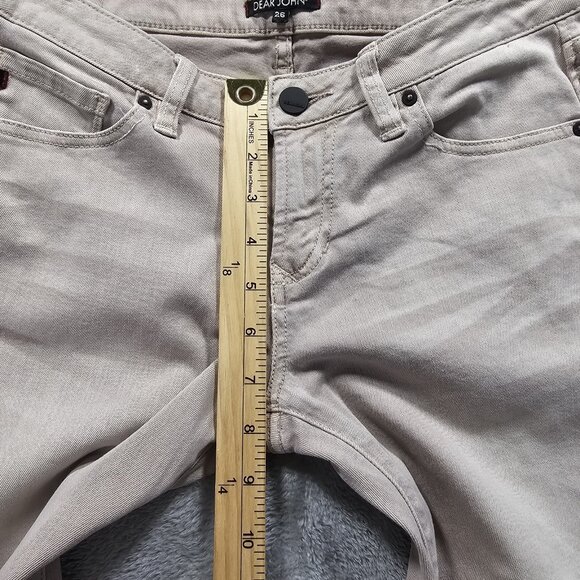 Dear John Jeans Womens Sz 26 Beige Playback Cuffed Cropped Straight Stretch - Picture 10 of 11